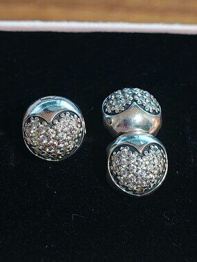 Authentic Retired Pandora Love of My Life Clips Set of 2 791053CZ ❤️✨
